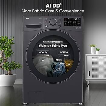 LG 15 kg AI Direct Drive Front-Load Washing Machine (FHT1415ZTM) — 6-Motion DD, TurboWash™, Steam+, ThinQ® Wi-Fi, Middle Black