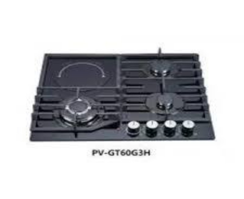 Polystar Built-in Gas Hob 3 Burners – PV-GT60G3H (Black Tempered Glass) | Auto-Ignition | High-Efficiency Burner System