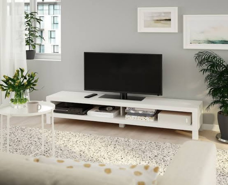 Slim Narrow TV Stand for Small Rooms – Compact Media Console with Shelves for 24–43 inch TVs – Space-Saving Modern Entertainment Unit